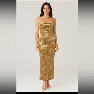 SHEIN Gold Floral Maxi Dress
